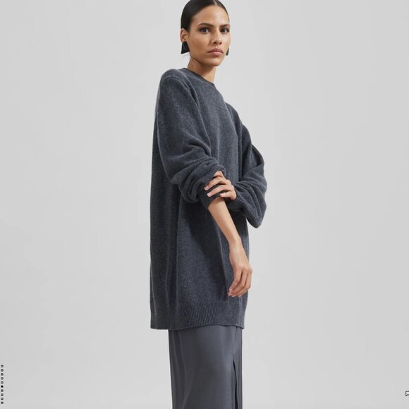 THE FRANKIE SHOP Maxime Knit Sweater Dress - Dark Grey Melange/XS/S - Picture 1 of 8